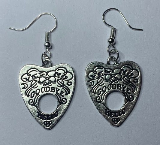 Silver Ouija Board Planchette Earrings