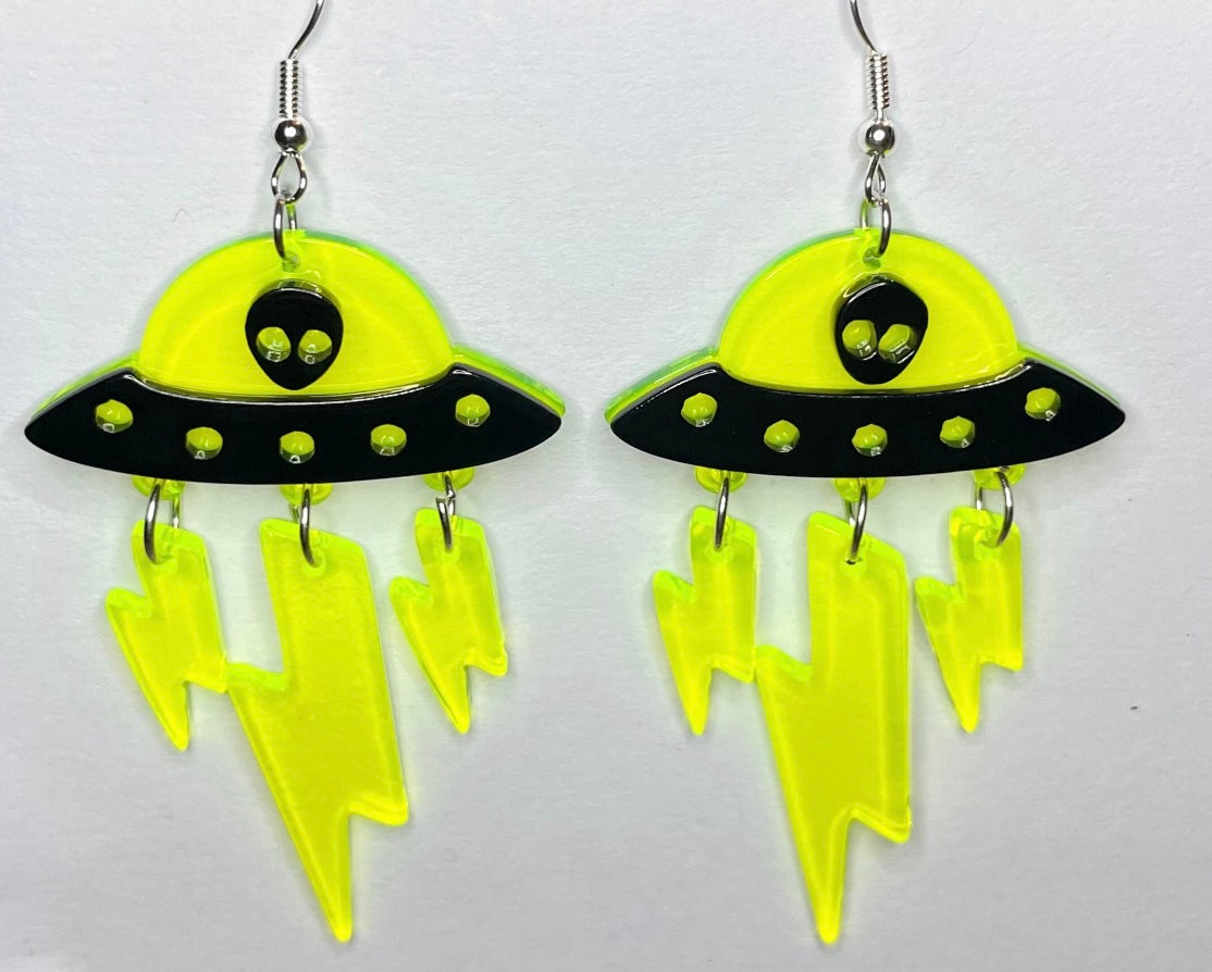 Alien Spaceship Earrings