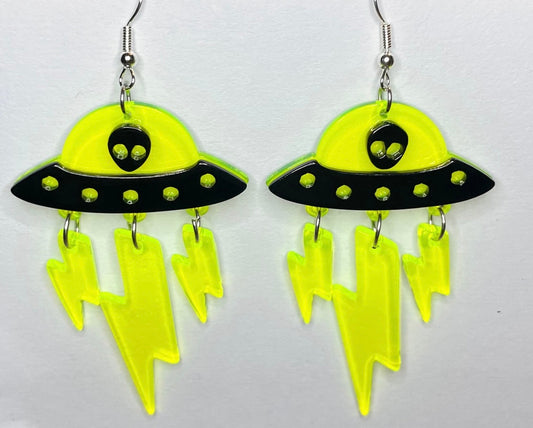 Alien Spaceship Earrings