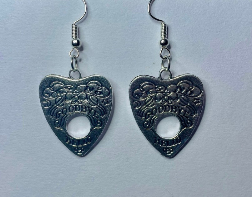 Silver Ouija Board Planchette Earrings