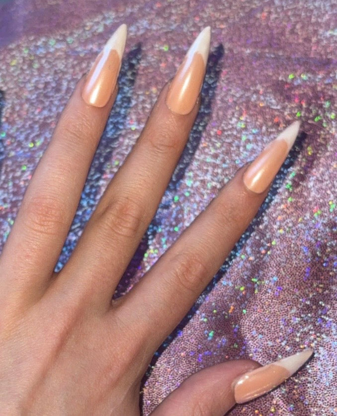 Clear Chrome French Tip Press On Nails