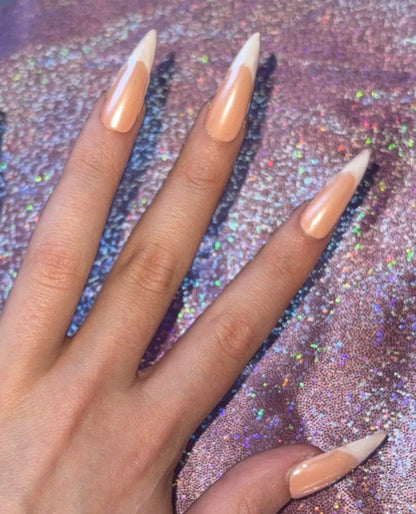 Clear Chrome French Tip Press On Nails