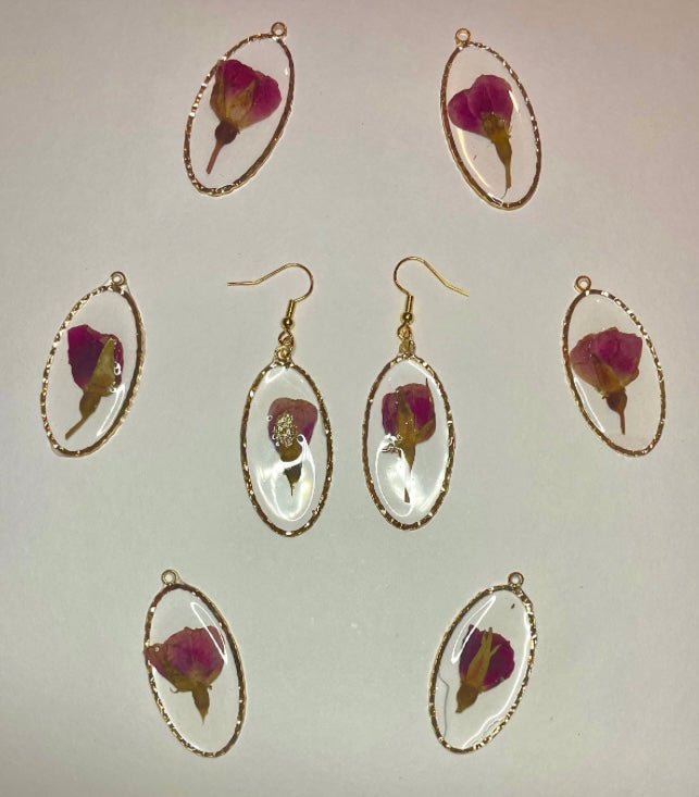 Real Dried Rose Earrings