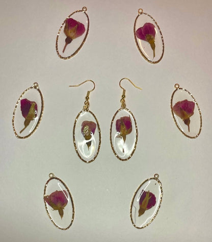 Real Dried Rose Earrings