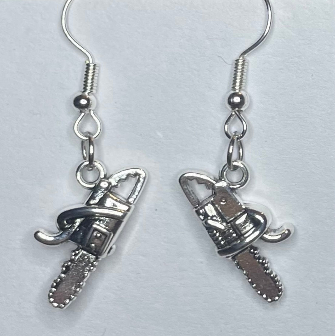 Mini Silver Chainsaw Earrings