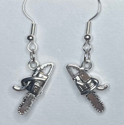 Mini Silver Chainsaw Earrings