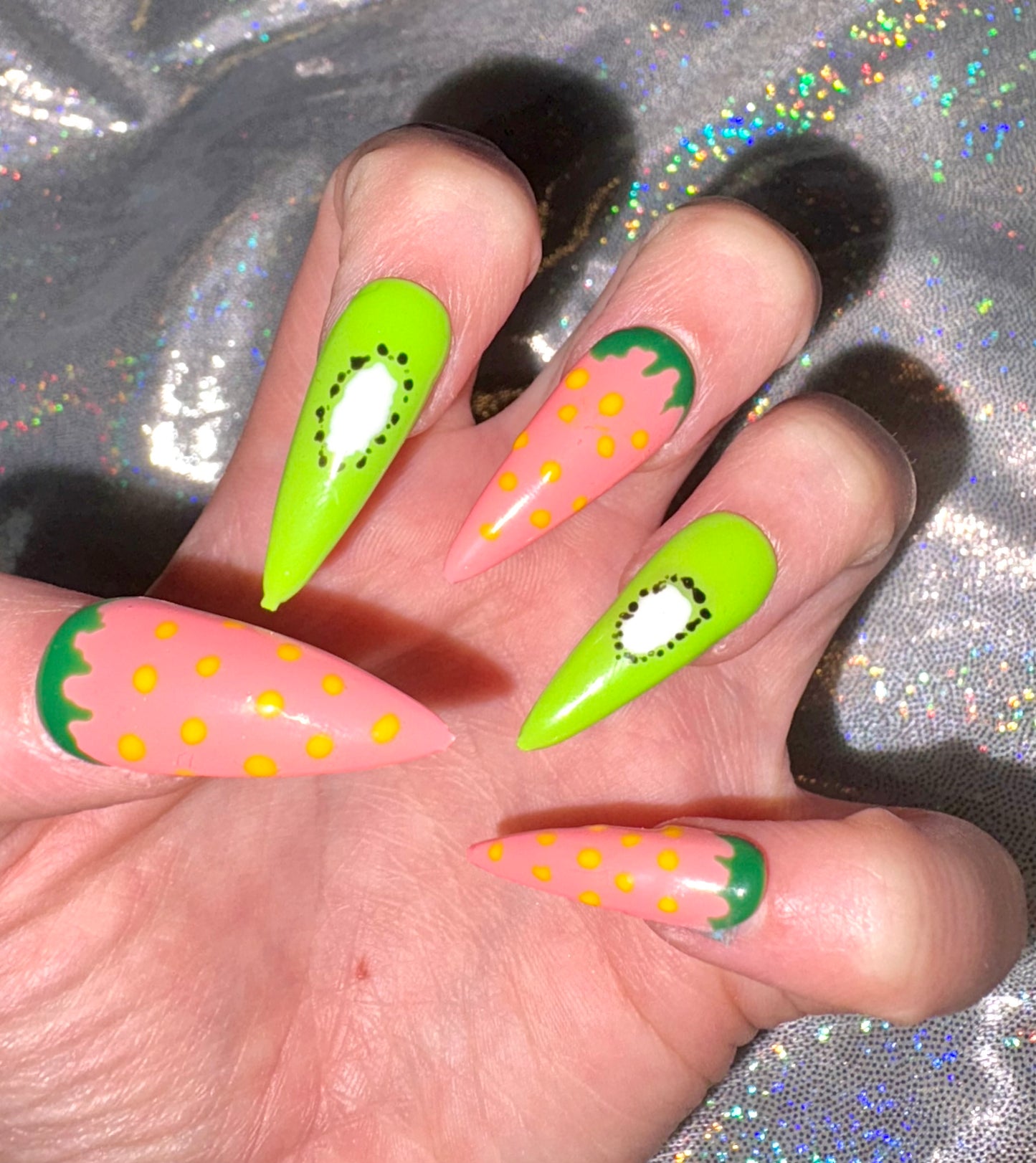 Strawberry Kiwi Press On Nails