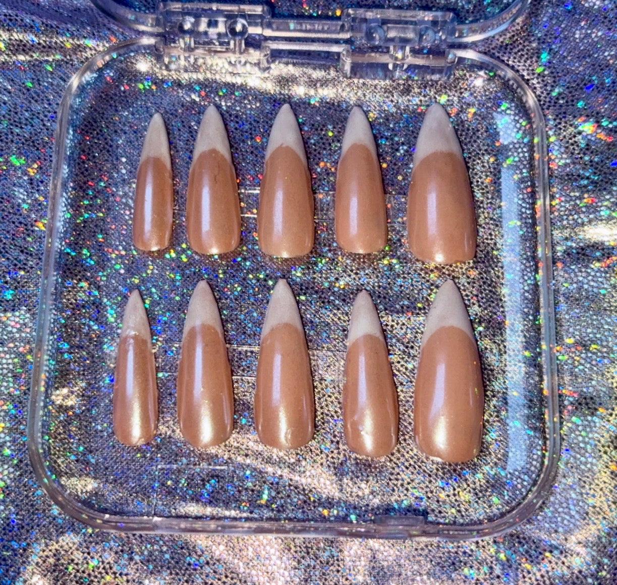 Clear Chrome French Tip Press On Nails