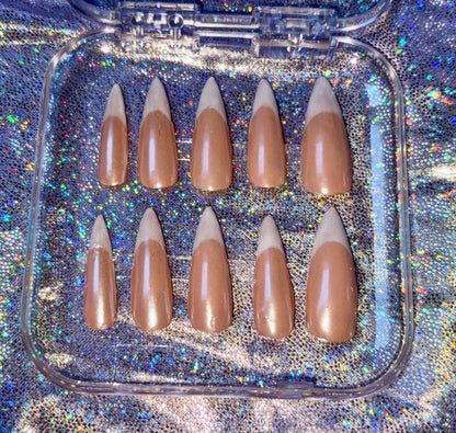 Clear Chrome French Tip Press On Nails