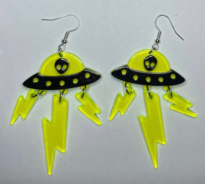 Alien Spaceship Earrings