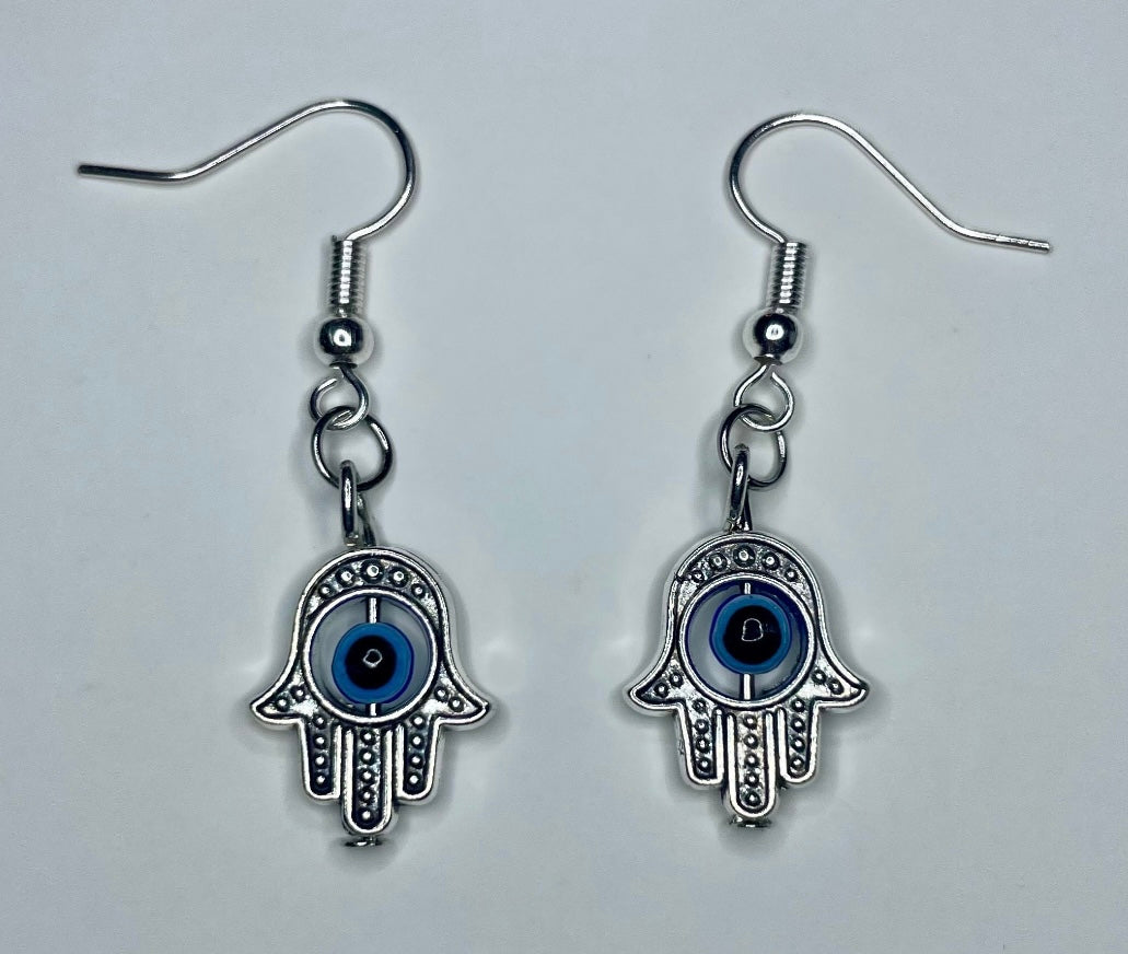 Mini Silver Hamsa Hand Earrings