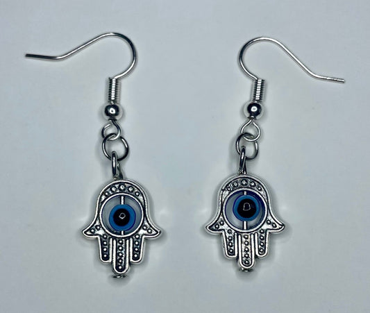 Mini Silver Hamsa Hand Earrings