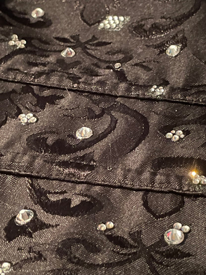 Sabrina Carpenter inspired Black Heart Cut Out Rhinestone Corset