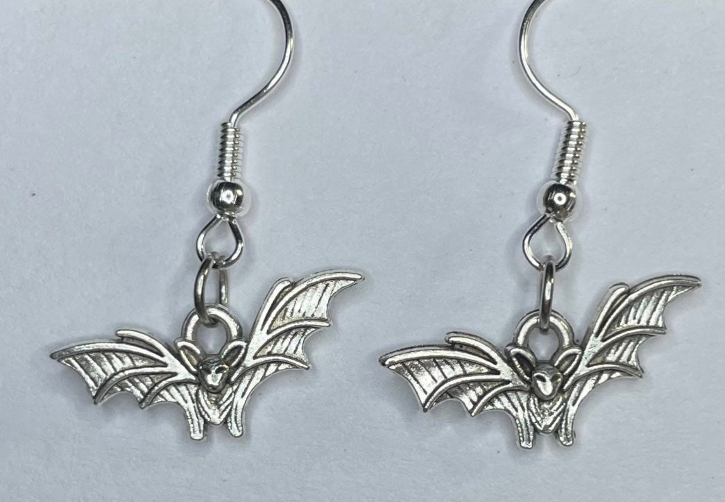 Mini Silver Bat Earrings