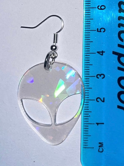 Holographic Alien Earrings