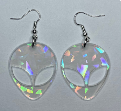 Holographic Alien Earrings