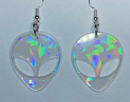 Holographic Alien Earrings