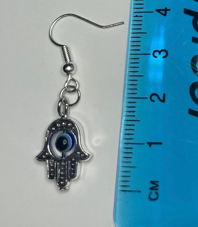 Mini Silver Hamsa Hand Earrings