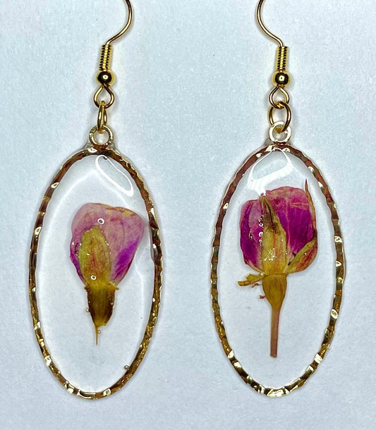 Real Dried Rose Earrings
