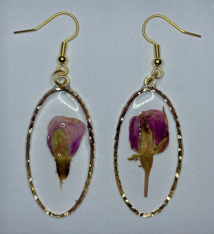 Real Dried Rose Earrings