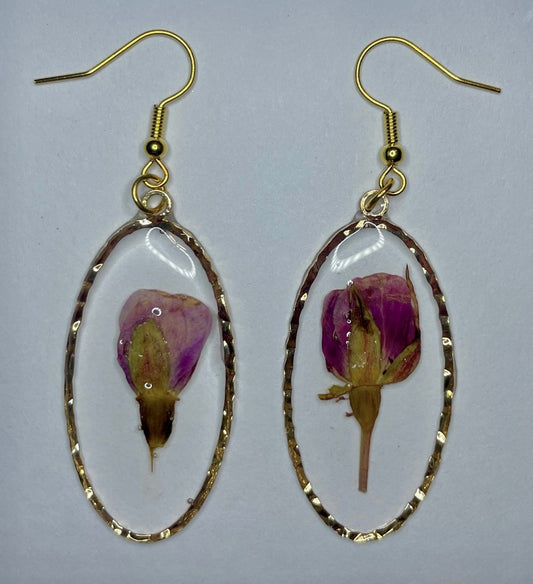 Real Dried Rose Earrings