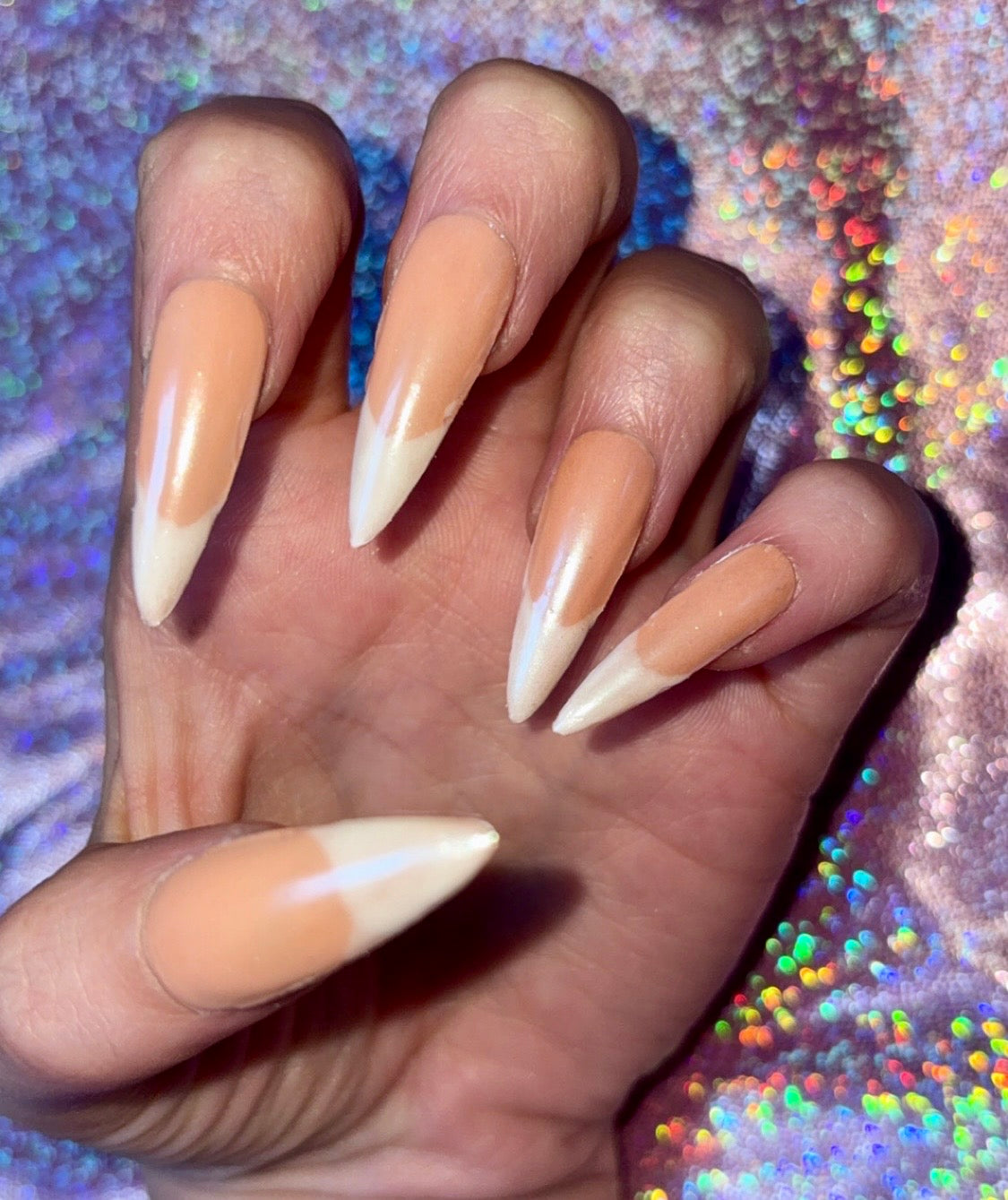 Clear Chrome French Tip Press On Nails