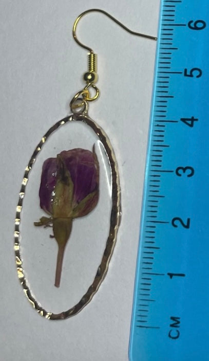 Real Dried Rose Earrings