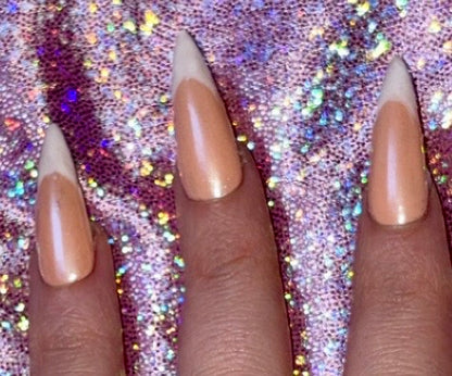 Clear Chrome French Tip Press On Nails