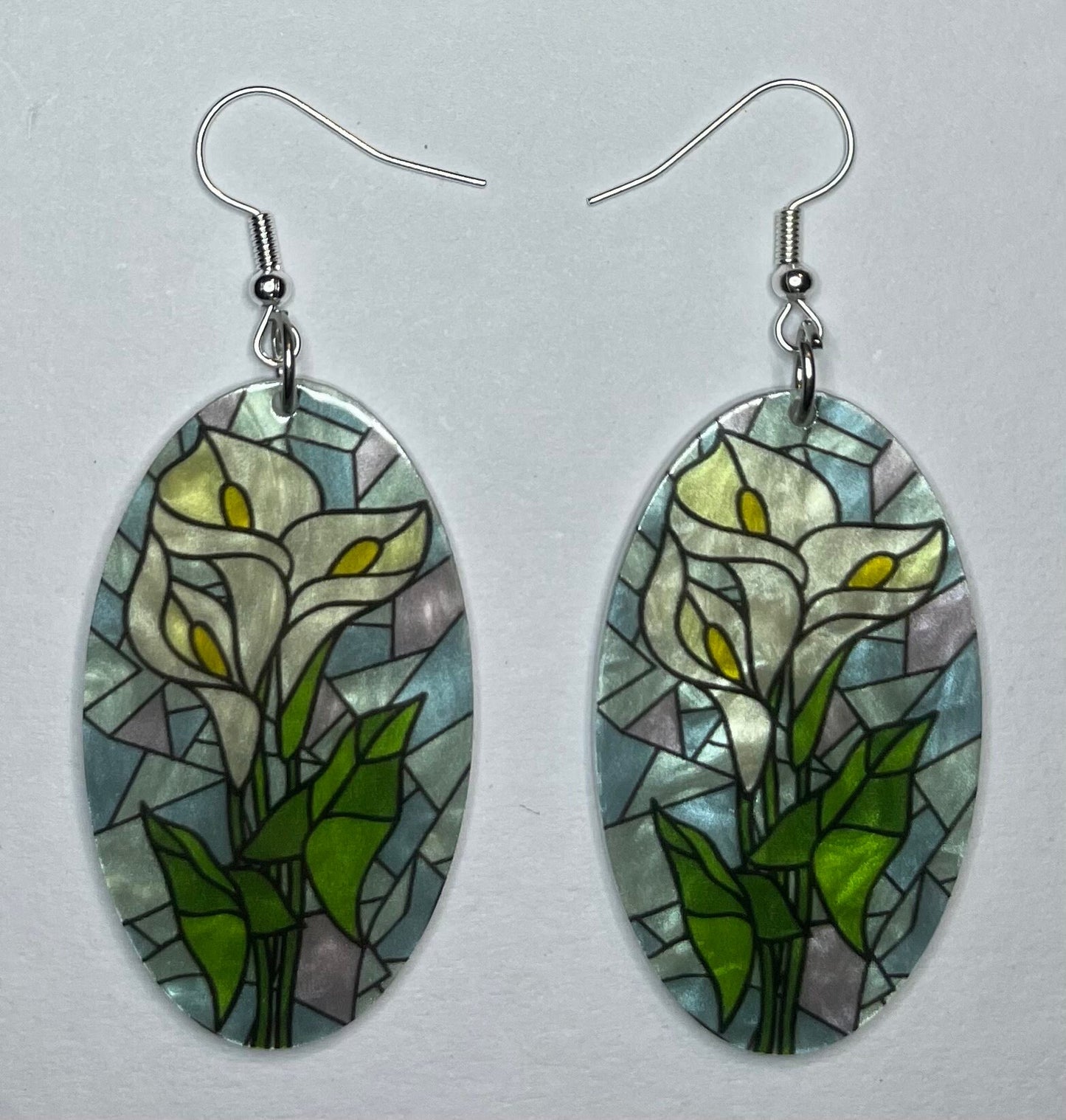 Flower Design Stain Glass Window Earrings